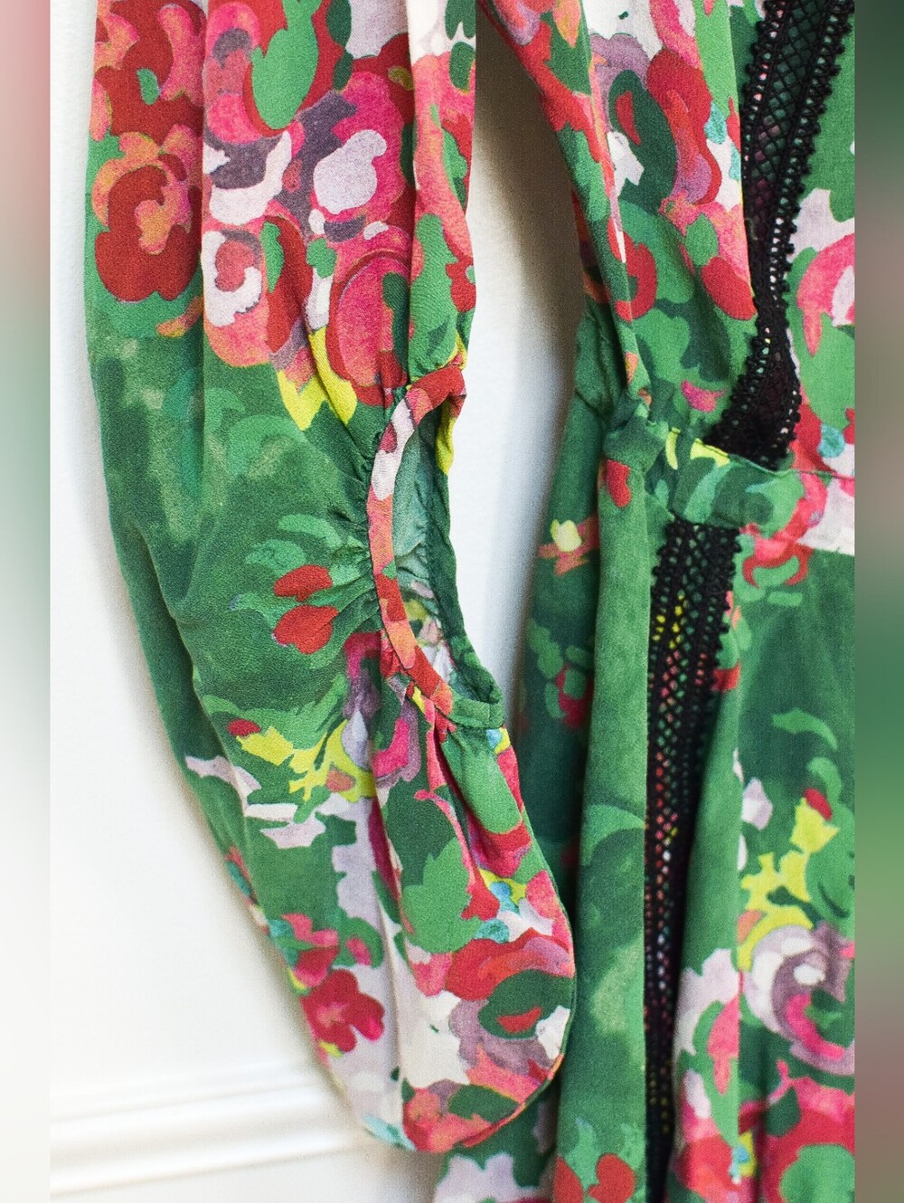 Manning Cartell Flower Show Mini Dress Green Silk Lace Slouchy Size 0 Cocktail - Picture 10 of 13